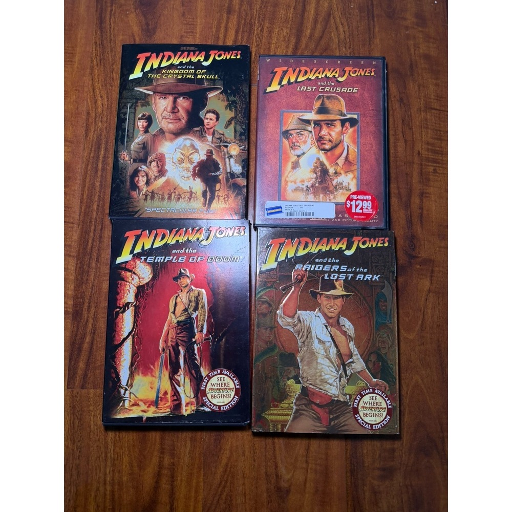 Indiana Jones 4 Movie DVD Lot Lost Ark Temple Of Doom Last Crusade Crystal Skull